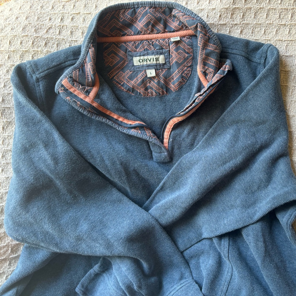 Orvis Navy Quarter-Zip Sweater